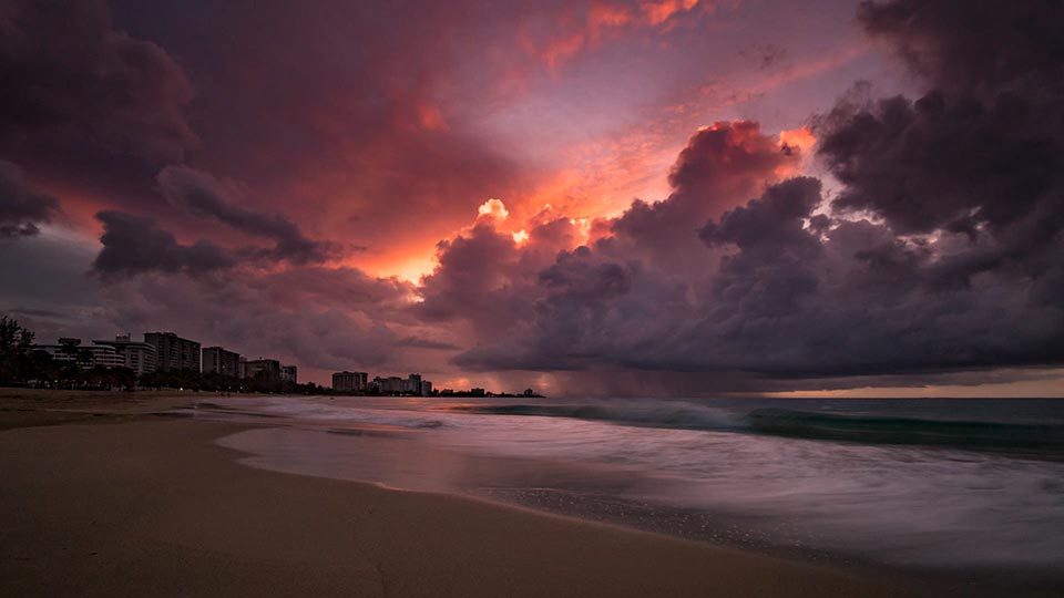 Sunset showers over San Juan, Puerto Rico.