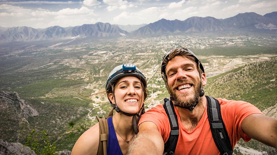 Sarah and I enjoying our success on Satori 5.10c in El Potrero Chico, Mexico!