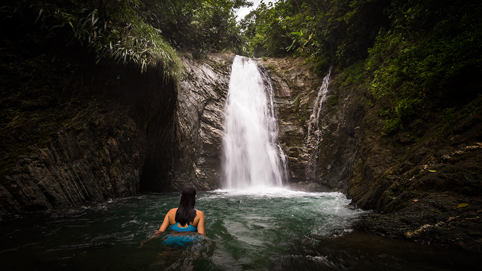 A gorgeous waterfall hidden somewhere in the Colombian Chocó Rainforest.