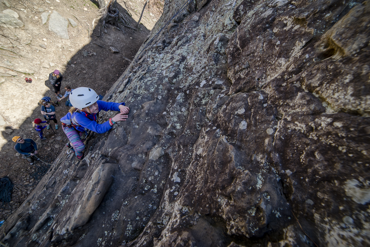 Natalie on her first lead climb