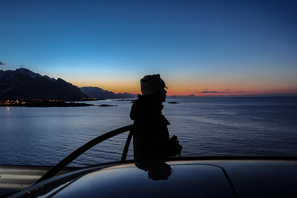 Raphael enjoying twilight over the ocean - Photo Cred: <a href='https://www.instagram.com/eatcreatetravel/' target='_blank'>Kristin Gerhart</a>