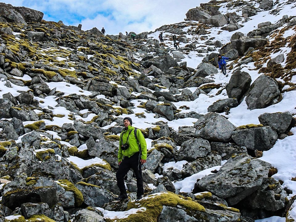 The group navigating the boulder minefield! - Photo Cred: <a href='https://www.instagram.com/jonnyshannon/' target='_blank'>Jonny Shannon</a>