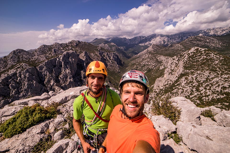 Top Out Selfie with Gušter after climbing Velebitaški 6a+ (5.10b)