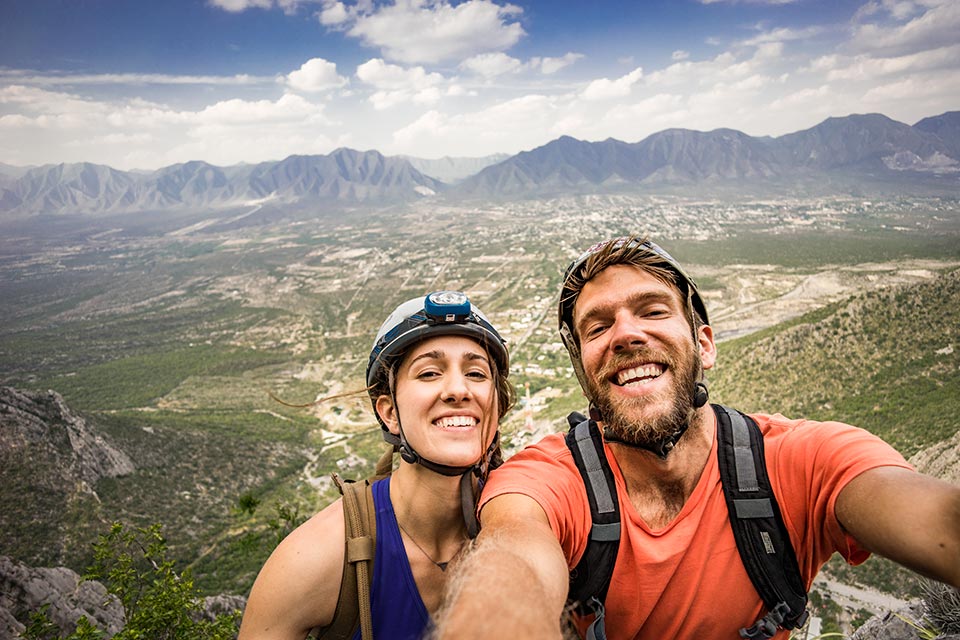 Me and Sarah on top of Satori (5.10c) a nice 7 pitch climb in El Potrero Chico just outside of Monterrey, MX