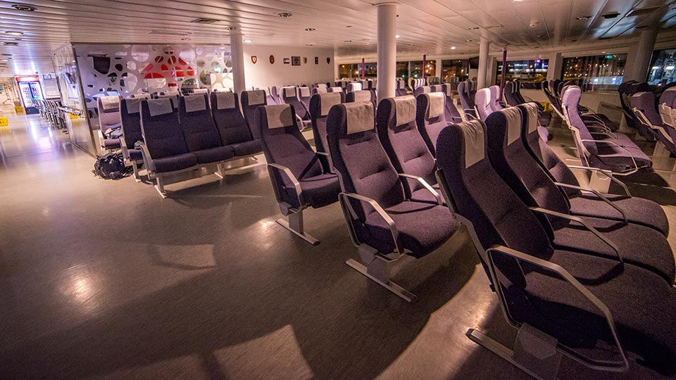 The packed 2am ferry from Bodø to Moskenes.